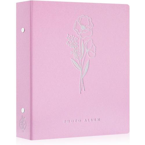 Lanpn Photo Album 4x6 400 Pockets, Linen Photo Albums Holds 400 Vertical Pictures Only Pink