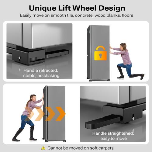Appliance Rollers Heavy Duty,Newest Extendable Appliance Sliders,Liftable Washing Machine Base,Easily Move Washer and Dryer Machines,Refrigerators,Furniture-Black