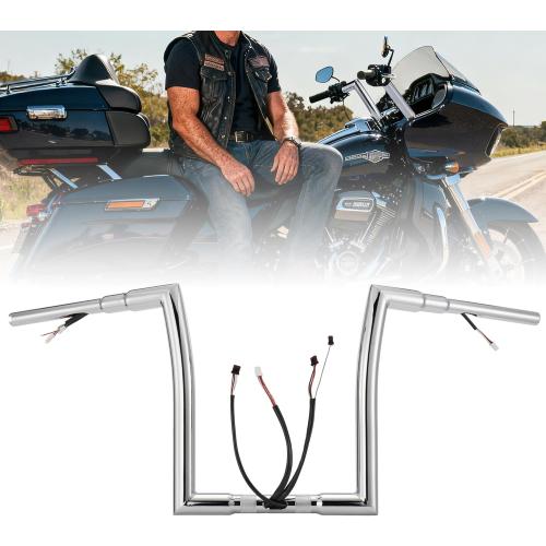 16 Pre-wired Handlebar Rise 1 1/2 Ape Hanger for 2016-2023 Harley Road Glide & Special & Ultra, Chrome