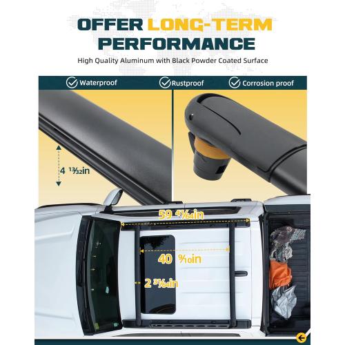 260LBS Aluminum Roof Rack Cross Bars Fit for 2024 2025 2026 Toyota Tacoma Double Cab | Heavy-Duty, Waterproof & Rustproof | for Kayak, Bike, Snowboard Low Profile OE Style Tacoma Storage Accessories