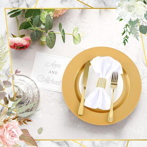100 Pcs Charger Plates Bulk 13 Inch Round Wedding Chargers Plastic Plate Dinner for Wedding Party Baby Shower Table Setting Event Decoration(Gold)