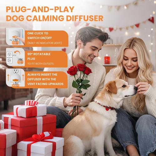 Dog Calming Diffuser, 6 in 1 Puppy Pheromones Calming Diffuser, Relaxing Pheromone Plug in Kit for Dogs Relief Stress Anxiety Fighting Scratching Peeing Accidents, 2 Diffuser 4 Refill(48ml)