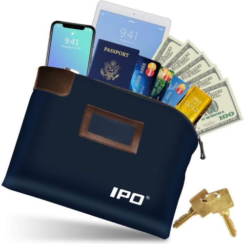 Waterproof Cash Bag with Lock and 2 Keys, 11 x 8.6 Inches, Canvas Documents Bag, Money Bank Deposit Bag with Zipper, Durable Leatherette Money Cash Coin Check Wallet Pouch for Men & Women