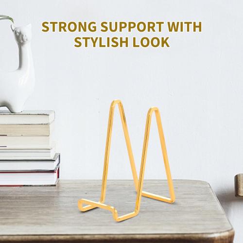 Plate Holder Easel Display Stand - 6 inch Metal Plate Stands for Display - Tabletop Picture Stand - Gold Iron Easels for Display Pictures | Photo Frames | Book | Decorative Plates | Plaque - 3 Pack