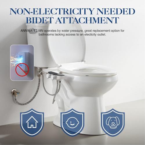Bidet Attachment for Toilet Seat Non-Electric Bidet Hot and Cold Water Bidet Attachment Toilet Adjustable Water Temperature​ Posterior/Feminine Wash Dual Retractable Nozzle Self-Cleaning(TT18N)