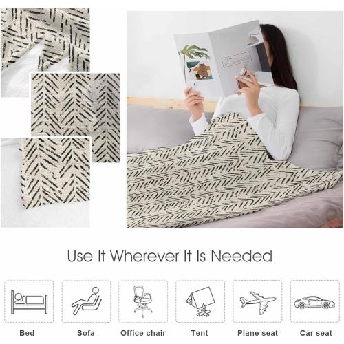 Brown Herringbone Art Flannel Throw Blanket Fleece Blankets,Abstract Geometric Striped on Linen Soft Warm Cozy Throws Lightweight Fuzzy Blanket for Sofa Couch Bed Car All Season Use,32x48in
