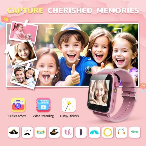 Kids Watches for Girls Toys Age 4-12, Smart Watch for Kids with Camera, 26 Puzzle Games, Alarm Clock, Pedometer, Audiobook, Learn Card, Toddler Watch Birthday Gift for 8 9 10 Year Old Girl