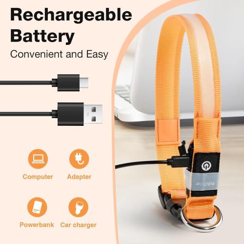 PcEoTllar Light up Dog Collar for Night Walking - LED Dog Collar Light Rechargeable Color Changing, Glow in The Dark Dog Collars Waterproof Glowing Dog Collars for Large Small Medium Dogs