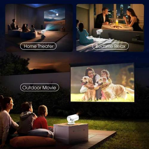 Mini Projector with WiFi and Bluetooth Built-in Apps Smart Projector Support 4K 1080P FHD 180° Adjustable Auto Keystone Compatibile with HDMI/TV Stick/Memory Stick/Laptop, White