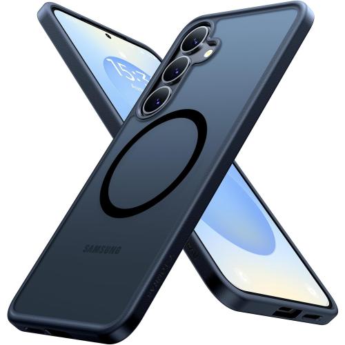 TORRAS Magnetic Shockproof for Samsung Galaxy S25 Case, Fit for MagSafe, 4X Military Grade Protection, Translucent Hard Back Slim Case for Samsung S25 Case, Anti-Fingerprint Anti-Scratch, Black