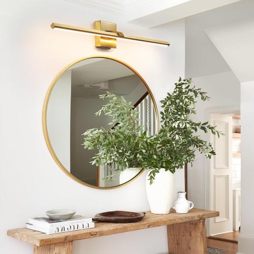 Gold Bathroom Light Fixtures 32 inch Modern Brushed Gold Vanity Light Bar for Bathroom 24W Dimmable 5CCT LED Vanity Lighting Fixture Over Mirror