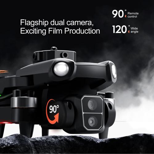 Drfeify Multifunction Foldable Drone with 8K Dual Camera LED Lights, 6 Channel Gyroscope Control, Obstacle Avoidance, Brushless Motor, for Adults Kids Beginners (Dual Battery