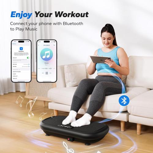 MERACH Vibration Plate Exercise Machine, Vibration Plate 440 Lbs Capacity, Bluetooth and Silicone Pedal, Stimulate Deep Fat, Vibration Plate for Lymphatic Drainage, Vibrating for Weight Loss