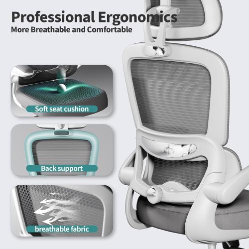 TRALT Office Chair Ergonomic Desk Chair, 330 LBS Home Mesh Office Desk Chairs with Wheels, Comfortable Gaming Chairs (White)‼️ all hardware may not be included ‼️