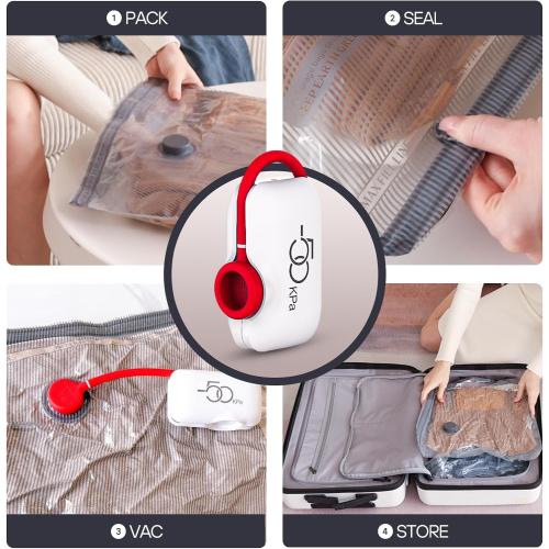 VMstr Vacuum Seal Bags for Clothing Travel, Carry-on Size for Luggage Compression Packing, Space Bags with High Pressure Electric Pump (DC Power) 15-Pack Combo Size Travel Set