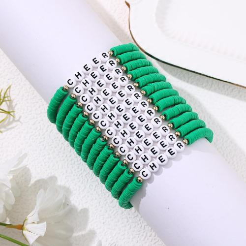 Cooluckday Cheer Bracelets for Team Cheer Gifts Bulk for Team Cheerleader Gifts Set for Women Stackable Clay Y2k Friendship Bracelets for Women