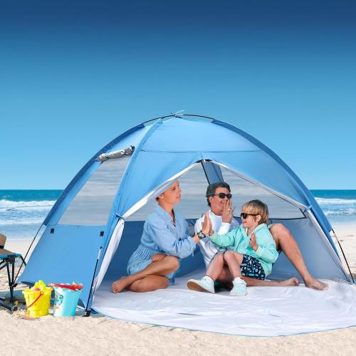 COVACURE Beach Tent Sun Shelter UPF 50  UV Protection for 3-4 Person-Blue