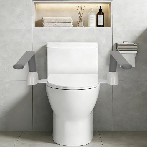 Toilet Safety Rails for Seniors, Adjustable Armrest, Space Saving, Stylish and Durable, Anti Slip and Anti Fall, Suitable for Elderly, Disabled, Pregnant Women with Armrest Toilet Safety Rail