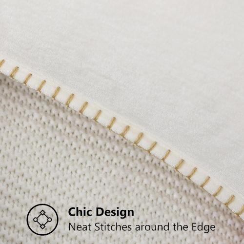 decorUhome Spring Chenille Soft Cozy Throw Pillow Covers 22x22 Set of 2, Modern Farmhouse Boho Velvet Decorative Euro Sham Pillow Cases with Stitched Edge for Couch Sofa Bed Home Decor, Cream White