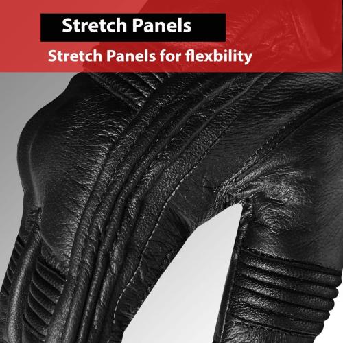 Size Large Black Jackets 4 Bikes Men's Motorcycle Leather Gloves - Cruiser Protective Premium Gloves with Gel Padding, Knuckle & Palm Protection for Street Riding Black L