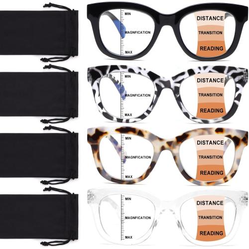 Progressive Multifocus Reading Glasses for Women Men Blue Light Blocking Computer No Line Multifocal Readers