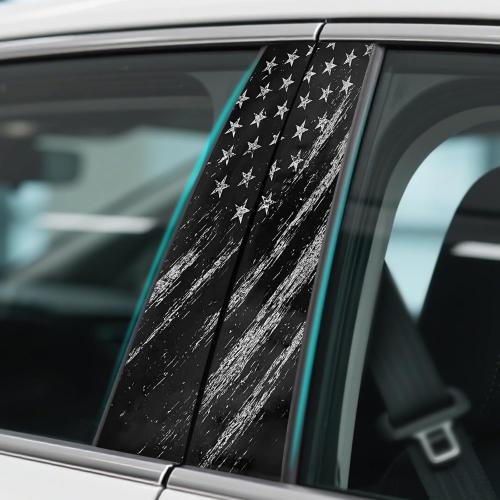 2PCS B Pillar Sticker Decal, Gloss Vinyl Decal Set, Waterproof USA Flag Personalized Vehicle Door Window Pillar Decals, Car American Flag Vinyl Wrap for Side Door Trim Decoration (Style B)