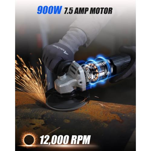 AVID POWER Angle Grinder, 7.5-Amp 4-1/2 inch Electric Grinder Power Tools with Grinding Wheels, Cutting Wheels, Flap Disc and Auxiliary Handle for Cutting, Grinding, Polishing and Rust Removal - Blue