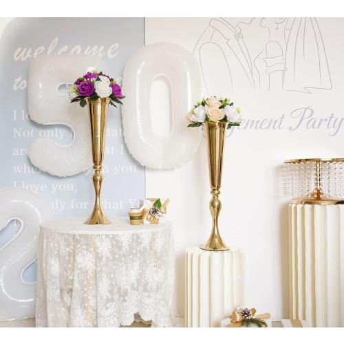 2pk Metal Trumpet Vases for Table Centerpieces, Anniversary Celebration Wedding Party Dinner Table Centerpieces, Wedding Decorations, 21.9/55.5cm Gold Vases