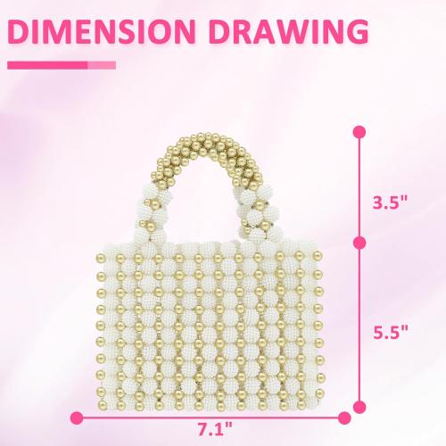 Women Pearl Purse,Pearl Clutch, Evening Bags, Square Artificial Pearl Clutch, White Purse for Party Wedding Travel(Gold)