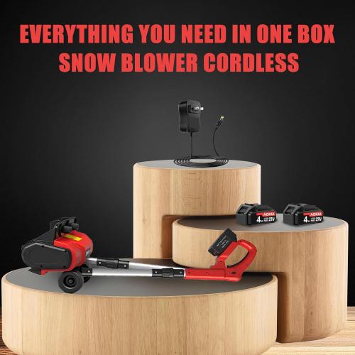 Cordless Snow Shovel,12.5 Electric Snow Blower with 2x4.0Ah Batteries,20V Snow Remover with Directional Chute,6 Snow Intake and 27Ft Throw, for Driveway,Deck,Yard Steps Red *missing battery*