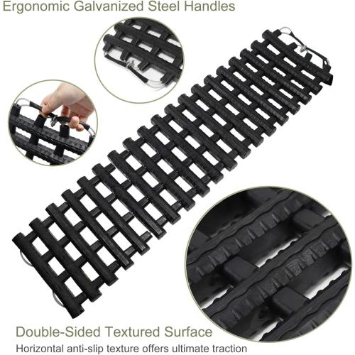 Reliancer 2PC Traction Tracks Mats TPR 31.5 L Tire Recovery Track Pad Roll Car Vehicle Tyre Traction Boards Tire Ladder Track Grabber Auto Emergency Traction Aid w/Bag for Off-Road Mud Snow Ice Sand