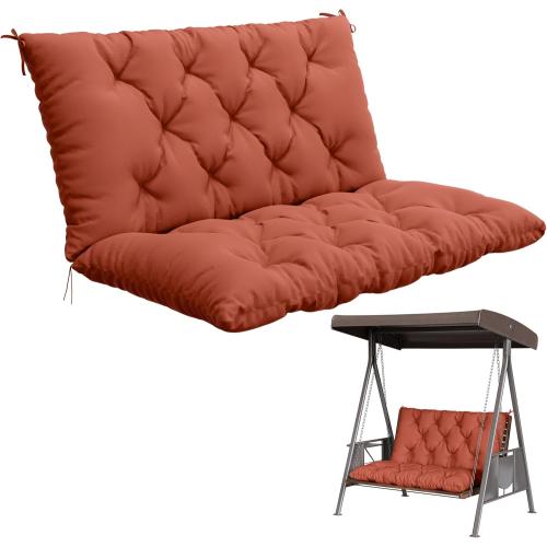 Porch Swing Cushion with Backrest,Waterproof Bench Cushion for Outdoor Furniture,2-3 Seater Replacement Thickened 5 in swing cushion,with Ties,Patio,Outdoor,Backyard and Garden (Terra Red,40x40 in)
