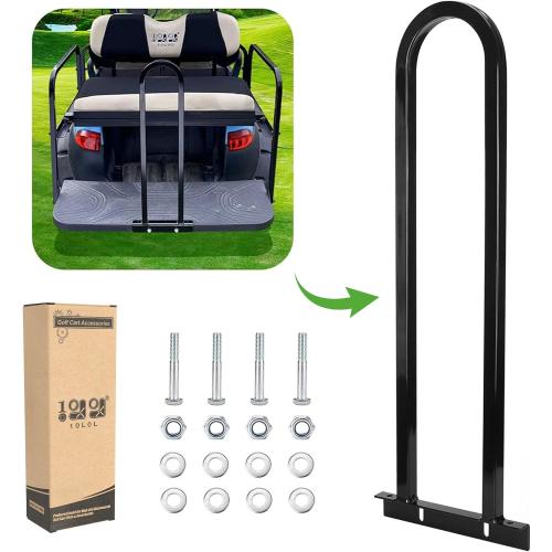 10L0L Universal Golf Cart Rear Seat Safety Grab Bar Hand Rail, Heavy Duty Metal Rear Safety Handle for EZGO TXT, RXV, Club Car, Black Powder Coated