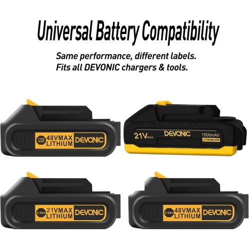 DEVONIC 21V Lithium Battery 2.0Ah 2 Pack with Charger for Power Tools, 6Inch Brushless Cordless Electric Chainsaw