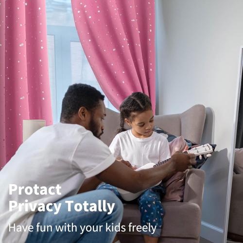 BGment Pink Blackout Curtains for Girls Bedroom, Sparkling Star Curtains Thermal Insulated Grommet Window Drapes for Dreamy Cute Princess Style Room Decor, Set of 2 Panels, 42 x 63 Inch