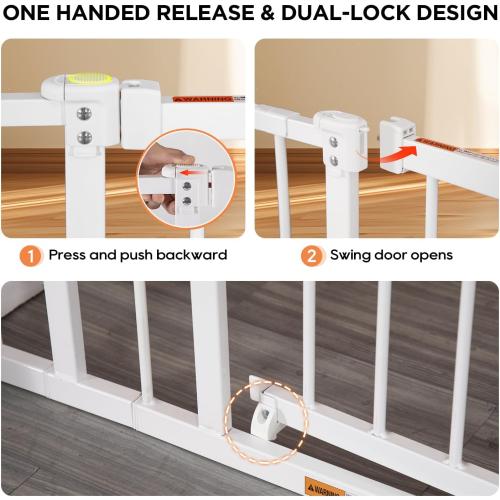 BestPet 30”Tall Dog Gate for Stairs & Doorways, Fits 28.5”-39.7” Wide Openings,Walk-Through Metal Pet Gate for Indoor Use,Adjustable Safety Gates for Pets,White