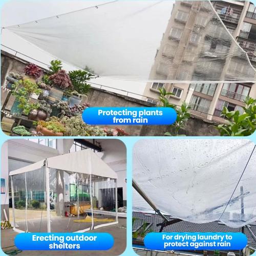 Clear Tarp Clear Tarps Heavy Duty Water Resistant,20Mil Thickened Transparent Tear Resistant PVC Vinyl Tarpaulin Enclosurewith Grommets and Reinforced Edges for Patio,Porch and Outdoor (6.5x13ft)