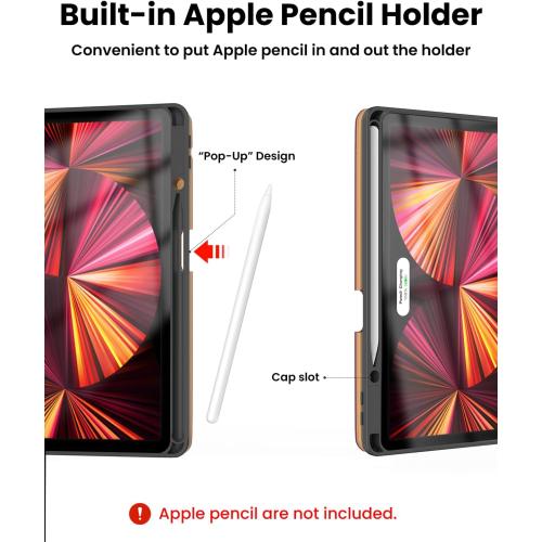 Leather Keyboard Case for iPad Air 5th 4th Generation 10.9 inch Pro 11 1st/2nd/3rd/4th, 7 Color Backlight BT Keyboard Folio with Pencil Holder 2022 2021 2020 2018 (Wine)