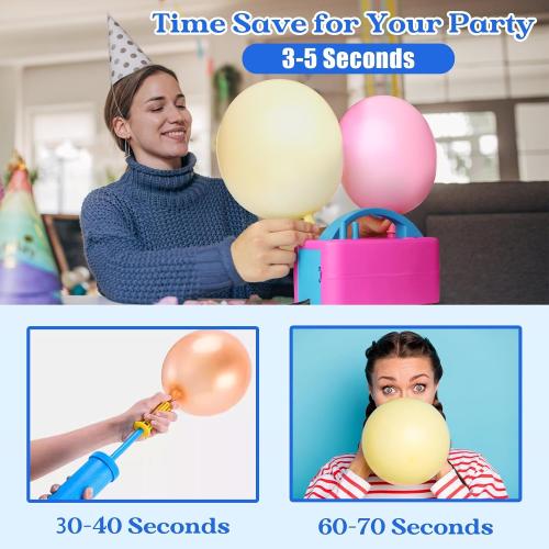 Balloon Pump Electric, Portable Automatic Dual Nozzle Inflator 110V 600W with Tying Tools for Birthday Gender Reveal Baby Shower Balloons Party Decorations