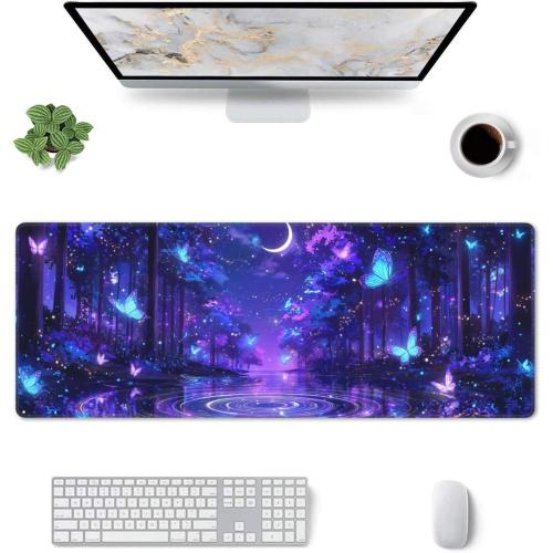 Butterfly Mouse Pad Extended Large Gaming Mouse Pad XL Stitched Edges for Gamer Home Office 31.5 X 11.8 Inch