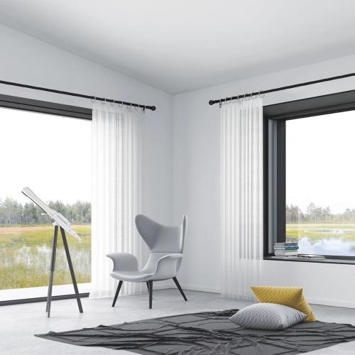 Curtain Rods for Windows 31 or 46 Inch, 5/8 Diameter Black Curtain Rod Adjusts Length by Splicing, Suitable for Bedroom, Living Room,Kitchen,Farmhouse, Outdoor