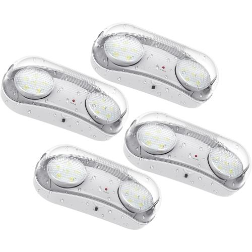 Outdoor Emergency Light with Battery Backup, Exterior Emergency Exit Lights Hardwired, Wet Location LED Egress Lights, Waterproof Commercial Emergency Lighting Fixture, 120-347V, UL Listed(4 Pack)