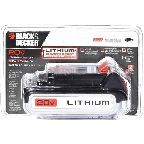 BLACK DECKER 20V MAX Battery, 1.5Ah Lithium Ion Battery, Extended Runtime, Compatible with Tools, Outdoor Equipment and 20V Vacuums (LBXR20)
