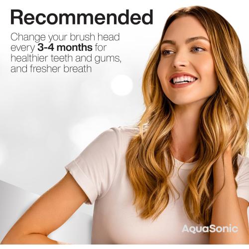 AquaSonic Standard Replacement Brush Heads | ADA Accepted | for Normal & Sensitive Teeth | Compatible with Many AquaSonic Toothbrush Handles (8 Pack White)