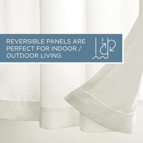 TOWN & COUNTRY BASICS Cabana Solid Heavyweight Indoor Outdoor Curtains, Light Filtering Opacity with Grommet Top, Water Repellent, 2-Pack Set, 54x96, Vanilla