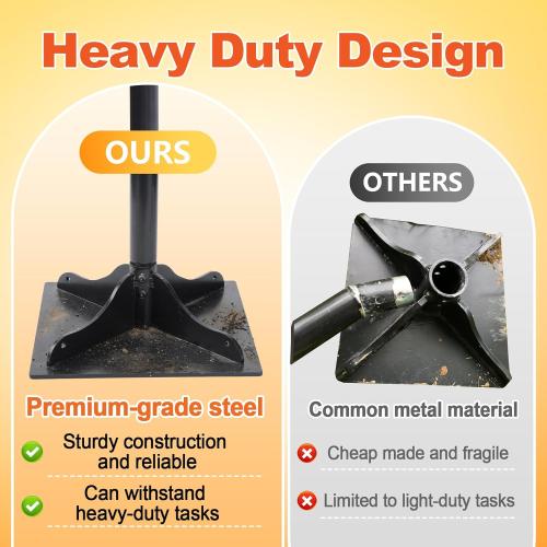 Heavy-Duty Steel Tamper, 8x8 Inch Laborsaving Ergonomic Hand Soil Tamper, Garden Landscaping Tool for Ground & Gravel Leveling Dirt Compactor, 48 Inches Total