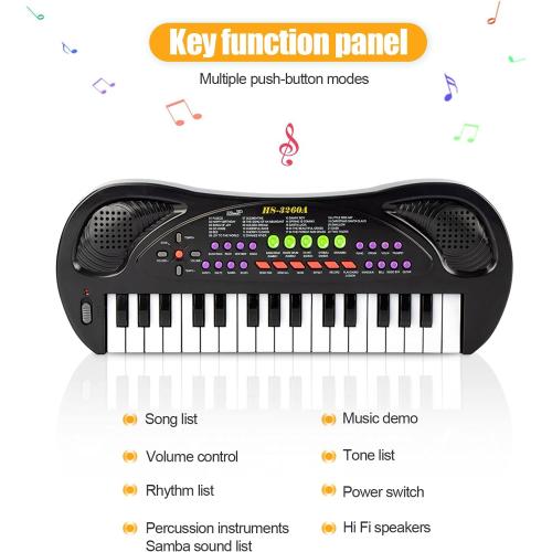 Color Black Kids Keyboard Piano, 32 Keys Multifunction Electric Keyboard Piano for Kids, Kids Piano Musical Instruments Gift Toy for 3 4 5 6 7 8 Year Old Boys and Girls (Black)