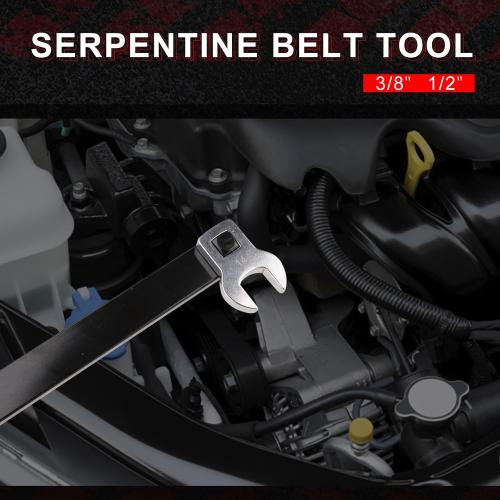 8PCS Serpentine Belt Tool Kit, Belt Tensioner Wrench Set 3/8 & 1/2 Drive for Automotive Engine Maintenance