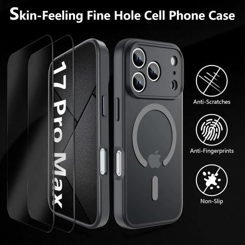 Color green YFEMLAZ Magnetic for iPhone 17 Pro Max Case,with Screen Protectors X2,Full Camera Protection,Compatible with MagSafe,Translucent Matte,Anti-Fingerprint，Shockproof Protective Phone Case,6.9,