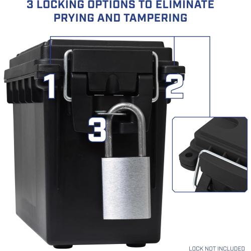 Sheffield 12790 2-Pack Ammo Storage Box, Stackable .30 Cal Field Boxes, Water and Dust Resistant, Lockable Storage Box with Handle, Secures Hunting Gear, Supplies, and Bullets, Made in The USA, Black
